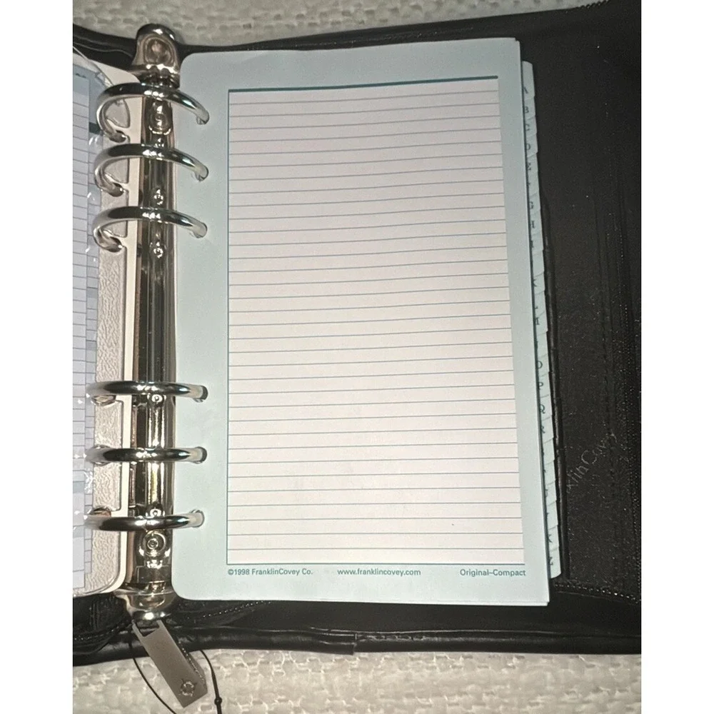 Vtg Franklin Covey Compact System 6 Ring Binder Black NWOT‎ Undated Inserts